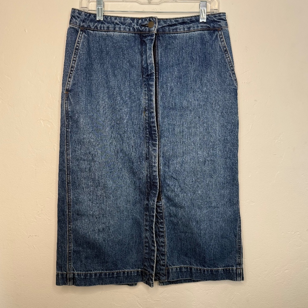 Uniqlo Midi Denim Skirt with Front Slit